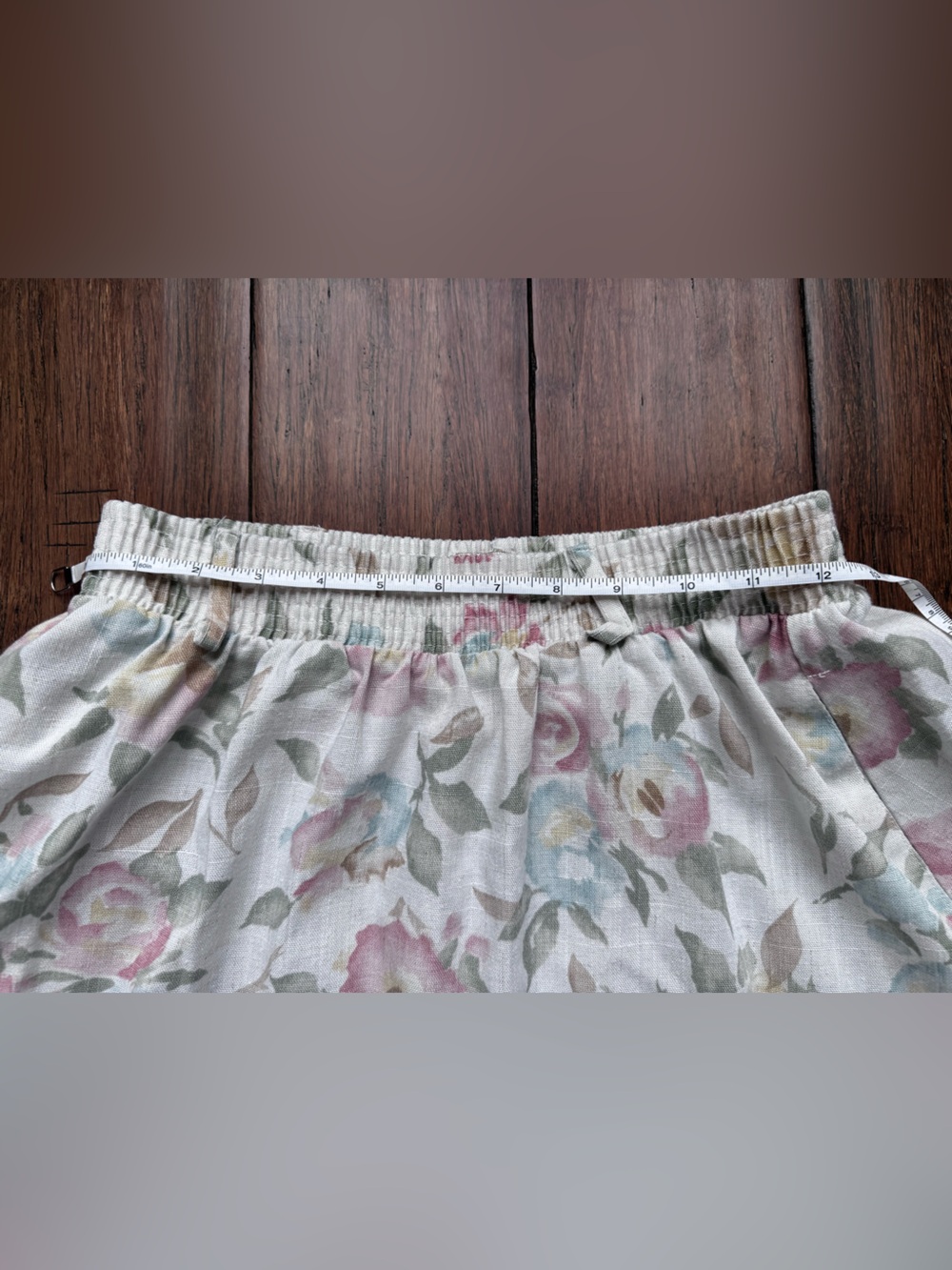 Vintage Floral Midi Skirt in Cream with Pink & Green - Women's - Picture 4 of 7